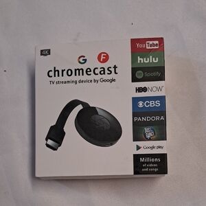 google Chromecast 4K Black and White Streaming Device Box